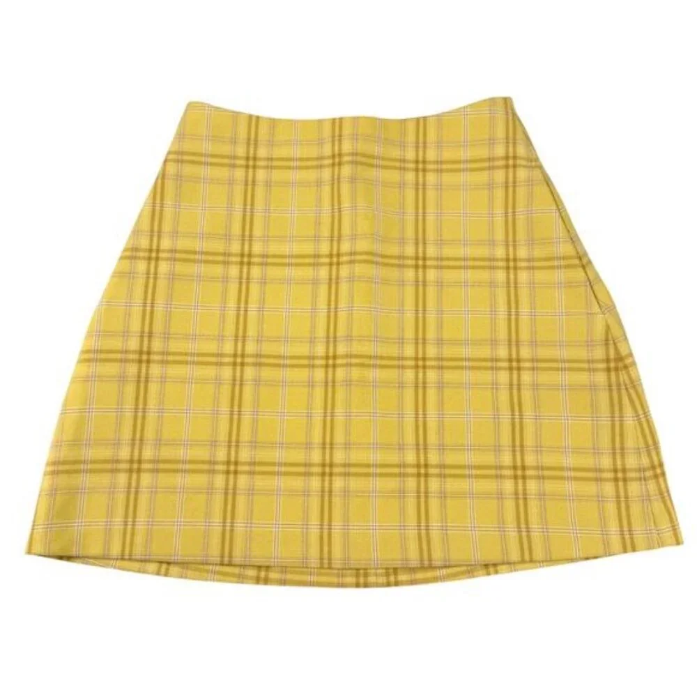 WILFRED Aritzia Renee Plaid Mini Skirt Sz 00 Yellow - Picture 4 of 7